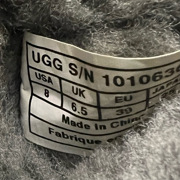 UGG Leather Suede Ankle Shearling Style Boots Gray Bow Rhinestone - Picture 6 of 7